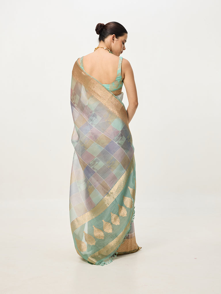 Handwoven Pistachio & Gold Banarasi Saree