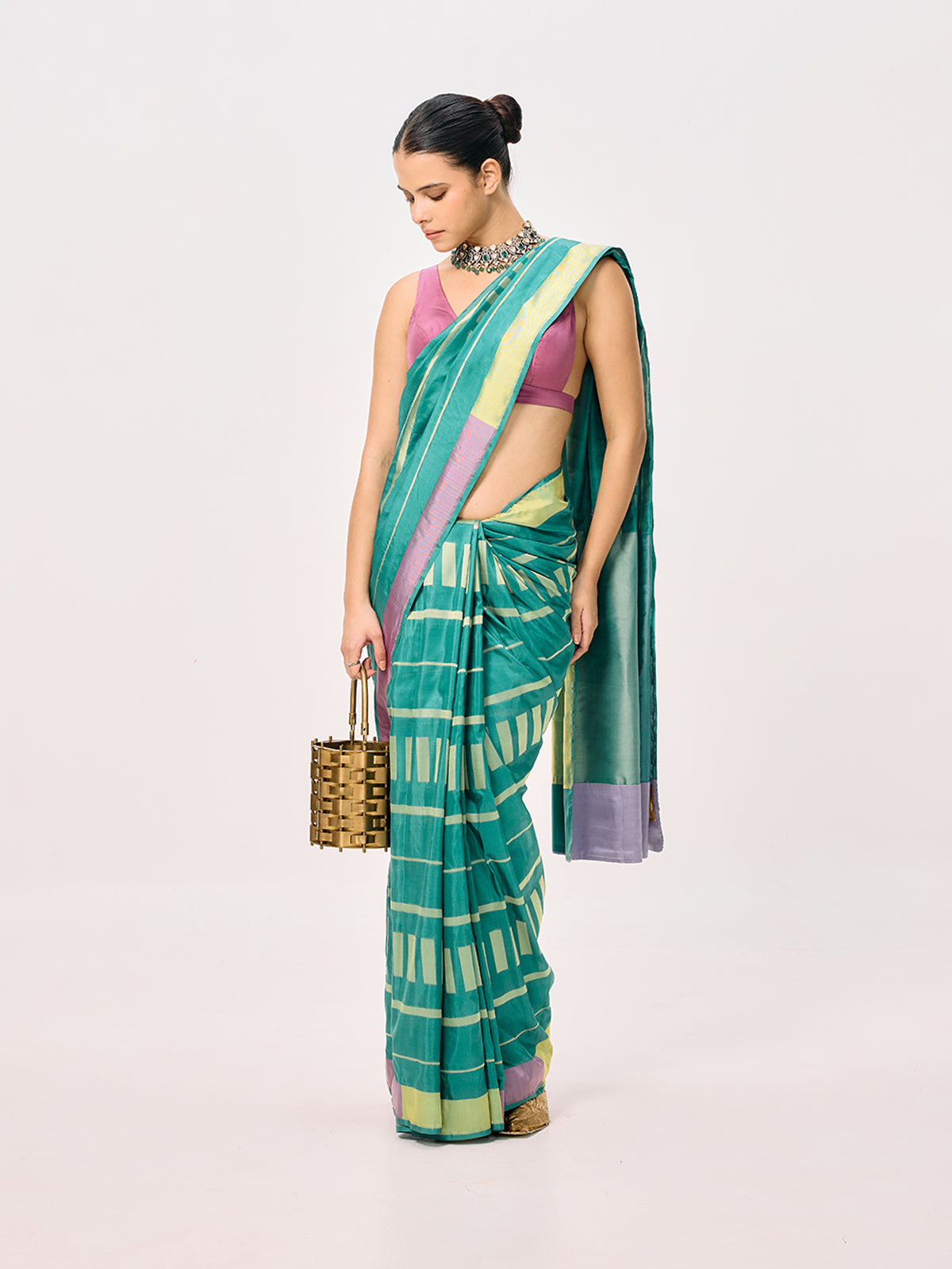 Handwoven Moss Green Cutwork Banarasi Saree
