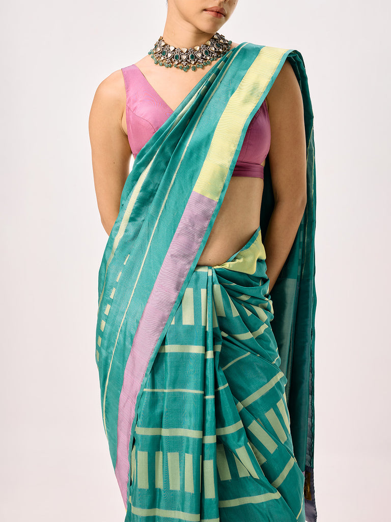 Handwoven Moss Green Cutwork Banarasi Saree