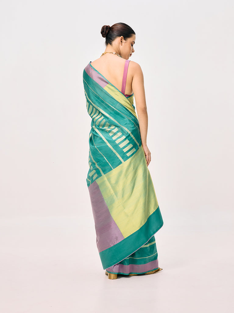 Handwoven Moss Green Cutwork Banarasi Saree