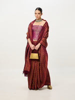 Handwoven Deep Rust Banarasi Emboss Saree