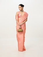 Handwoven Peach Cutwork Banarasi Saree