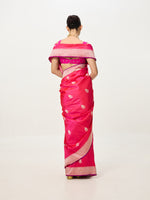Handwoven Deep Pink Cutwork Banarasi Saree