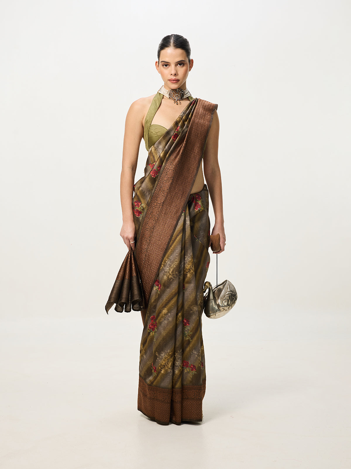 Handwoven Grey Cutwork Banarasi Saree