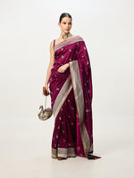 Handwoven Magenta Cutwork Banarasi Saree