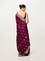 Handwoven Magenta Cutwork Banarasi Saree