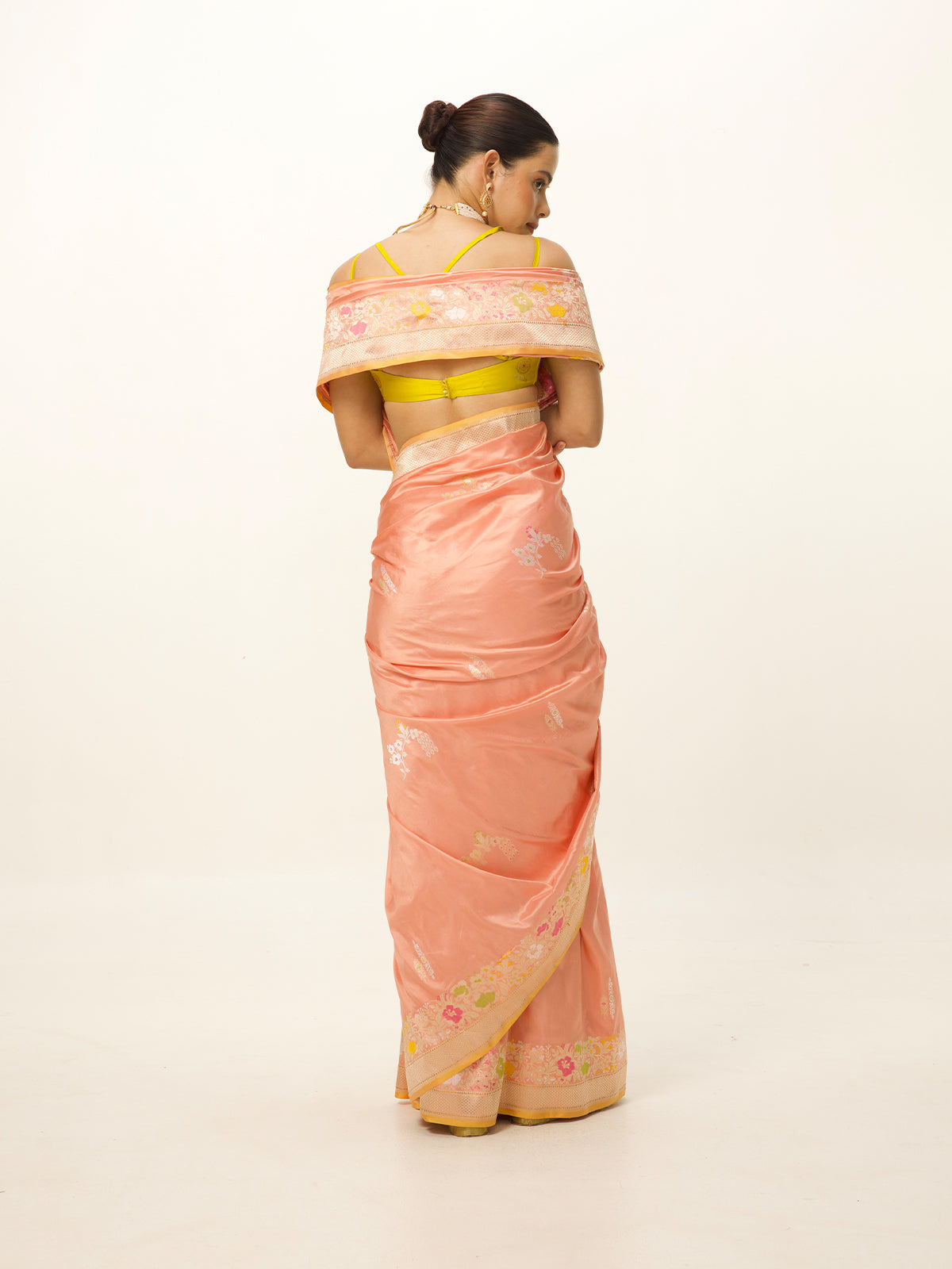 Handwoven Peach Banarasi Emboss Saree
