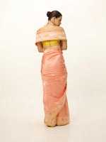 Handwoven Peach Banarasi Emboss Saree
