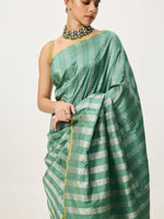 Handwoven Pistachio Banarasi Emboss Saree