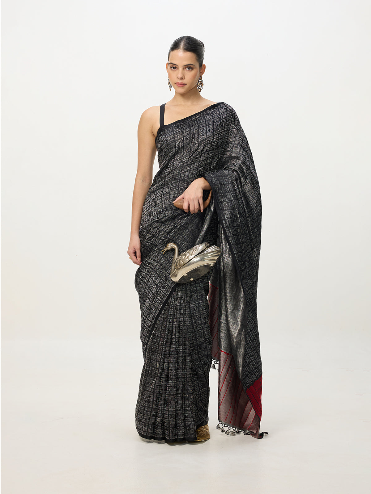 Handwoven Black Banarasi Emboss Saree