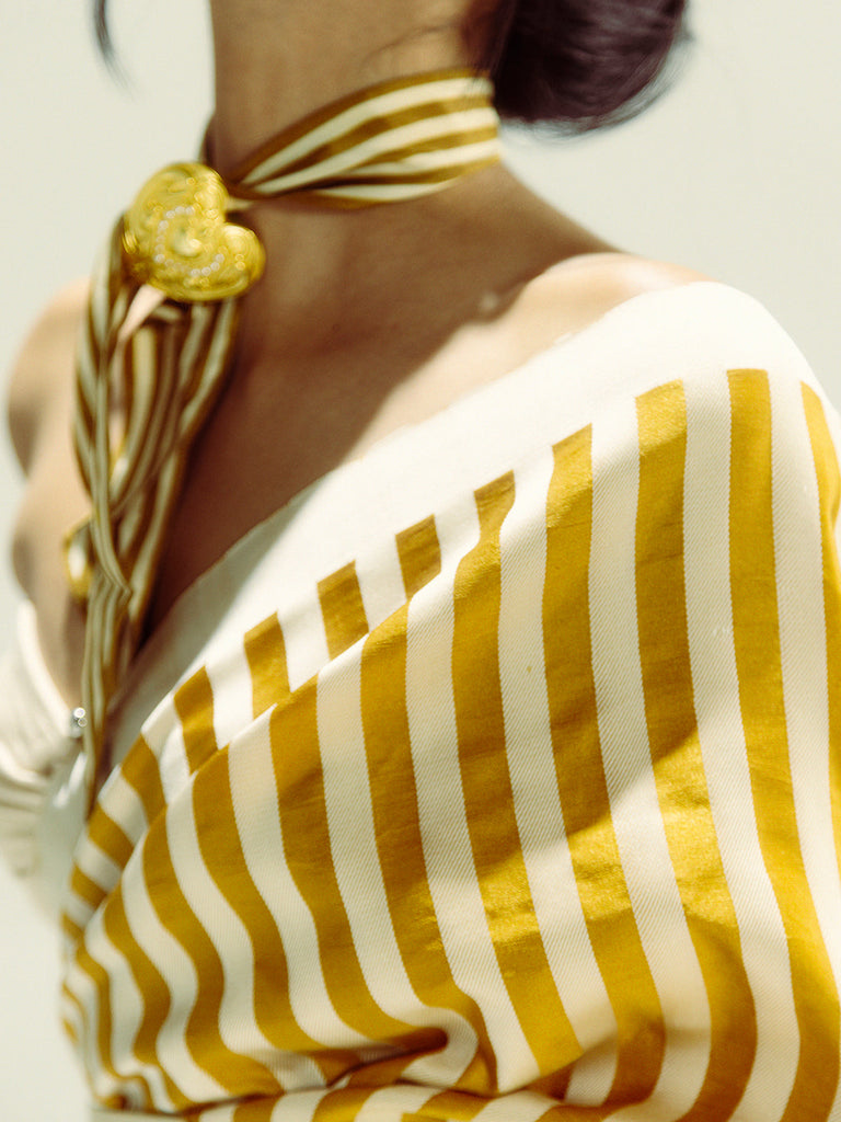 Ochre Candy Cane Saree