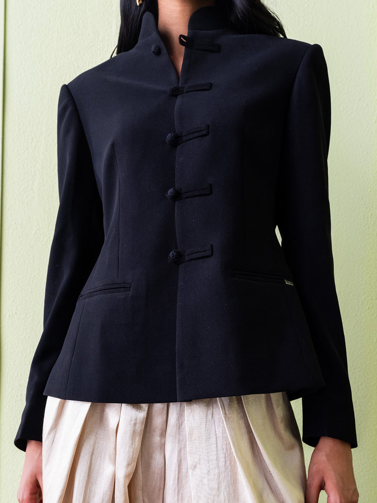 MATTE BLACK HOURGLASS BLAZER