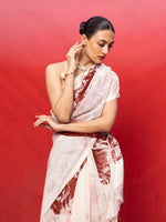 Handwoven Ivory Georgette Digital Print Saree