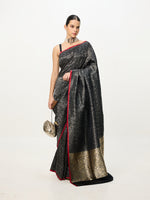 Handwoven Black & Red Banarasi Emboss Saree