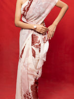 Handwoven Ivory Georgette Digital Print Saree
