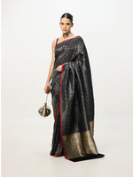 Handwoven Black & Red Banarasi Emboss Saree