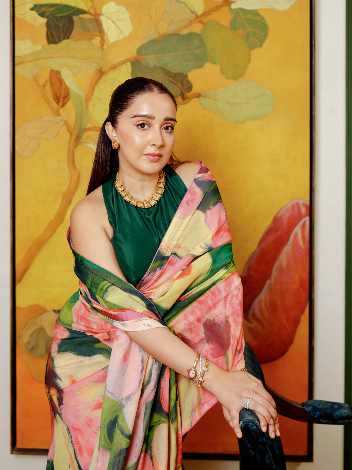 Multicolour Chiffon Digital Print Saree