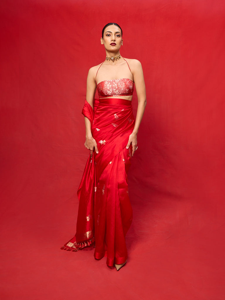 Handwoven Red Silk Banarasi Saree