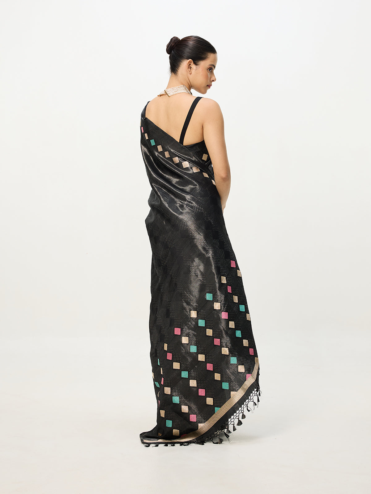 Handwoven Dusty Black Kadhwa Banarasi Saree