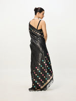 Handwoven Dusty Black Kadhwa Banarasi Saree