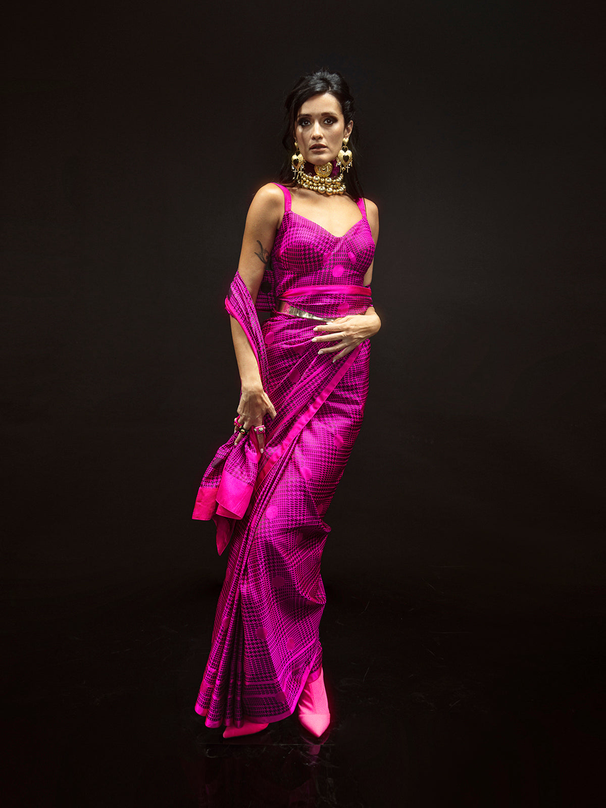 Rani Pink Cher Saree