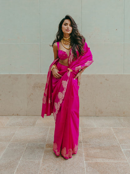 Diipa Khosla In Handwoven Pink Silk Saree