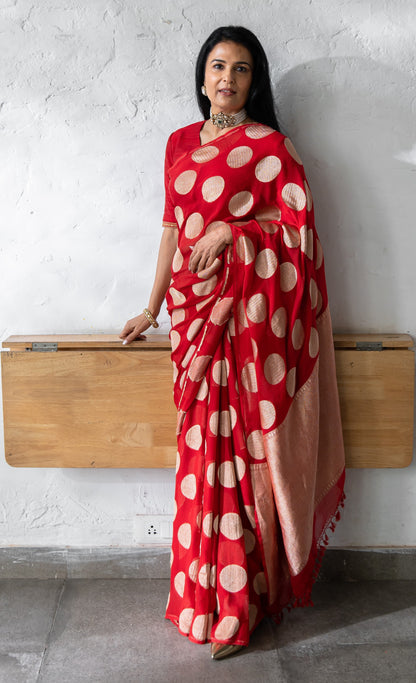 Kajol in Handwoven Red Georgette Saree