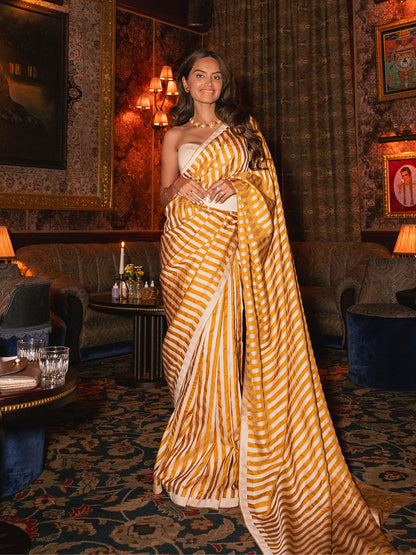 Diipa Khosla In Ochre Candy Cane Saree