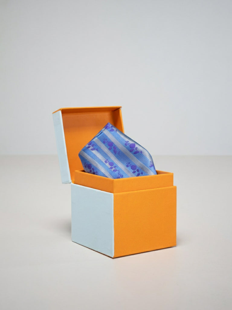 Handwoven Azure Blue Georgette Pocket Square