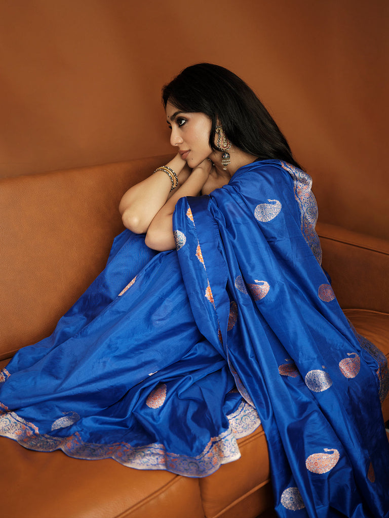 Handwoven Blue Silk Saree