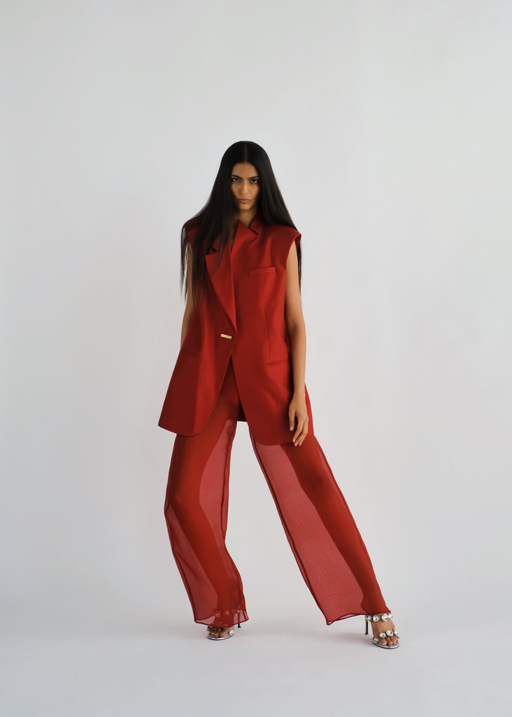 SCARLET VEST & ORGANZA PANTS