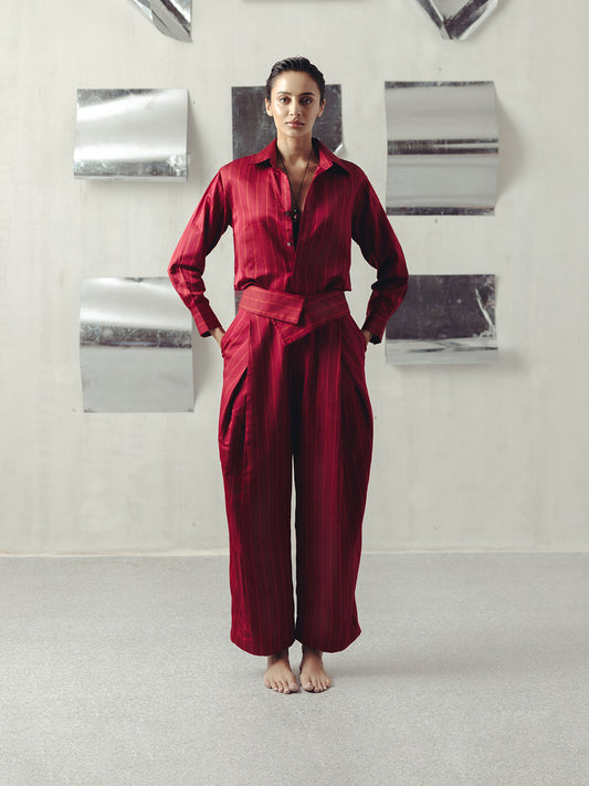 JESTER RED PINSTRIPE FLAP PANTS