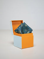 Handwoven Aegean Blue Silk Pocket Square