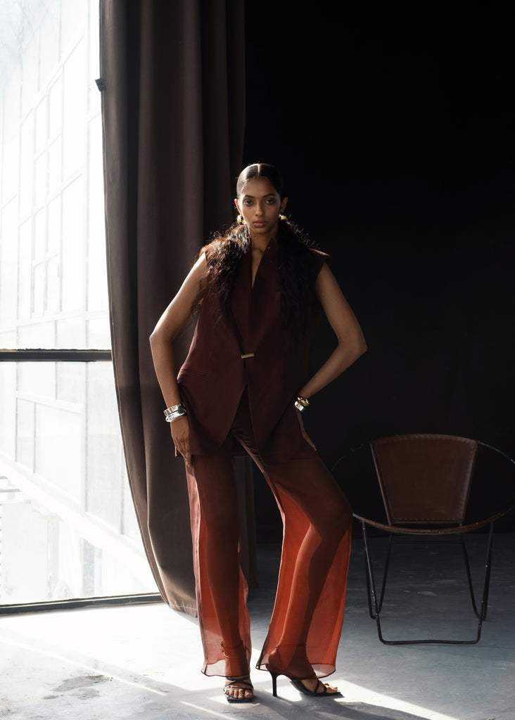 MERLOT VEST & ORGANZA PANTS