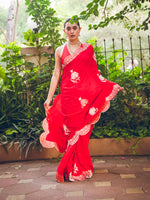 Sayani Gupta in Handwoven Red Silk Saree