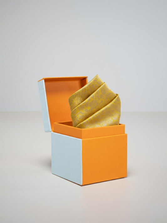 Handwoven Mustard Silk Pocket Square