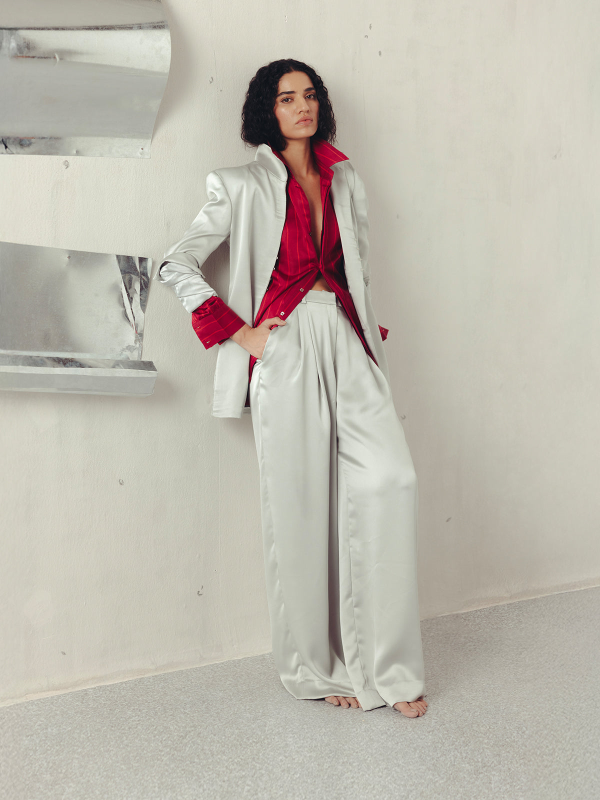 GRAY MIST FUNNEL NECK JACKET