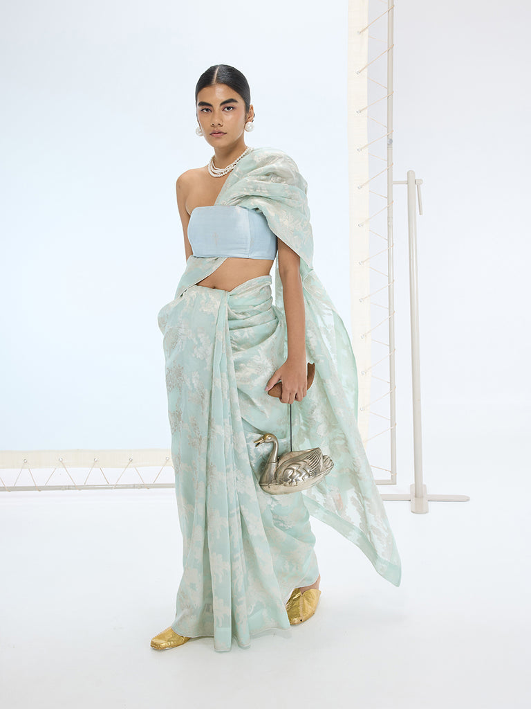 The Diana Saree In Aqua Green