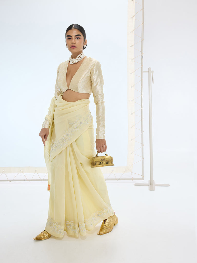 The Luna Saree In Lemon