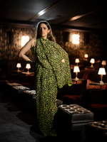 Green Leopard Print Saree