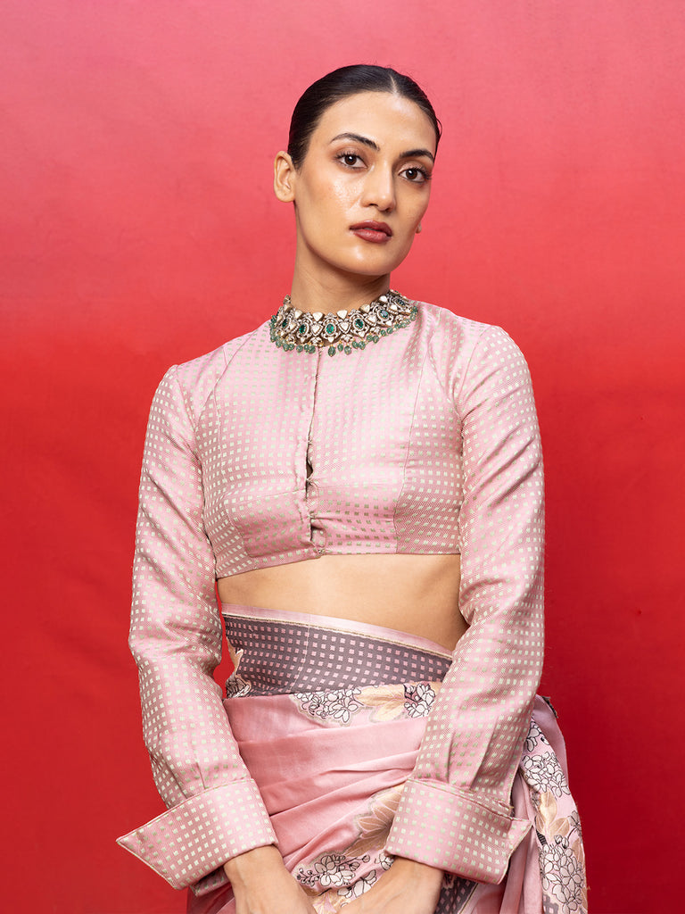 Handwoven Pink Silk Banarasi Saree