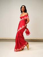 Handwoven Ruby Red Silk Saree