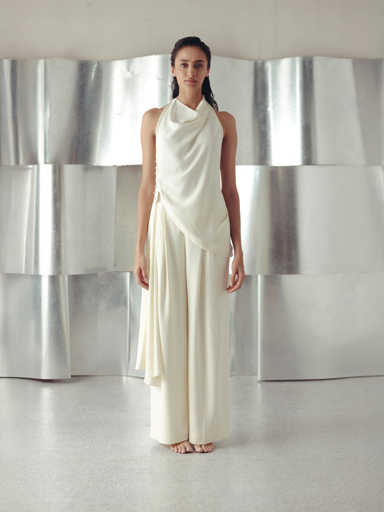 ANITQUE WHITE COWL TOP