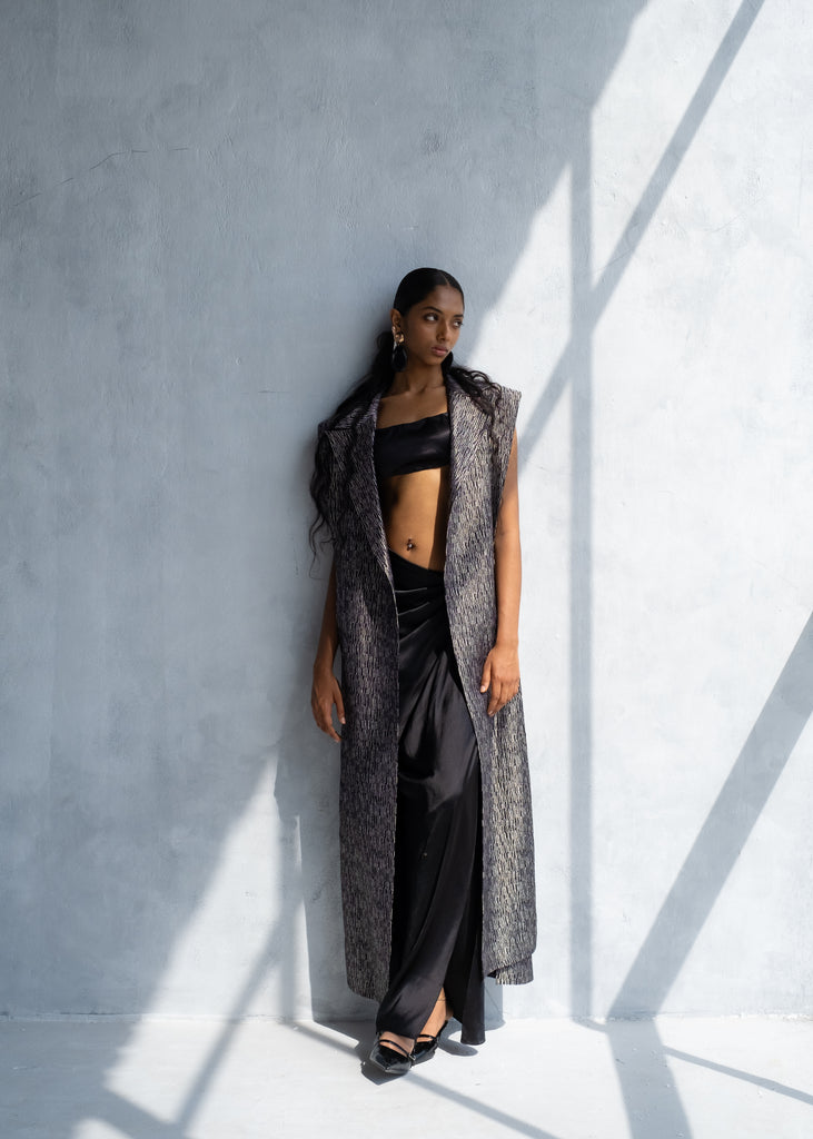 BLACK OYSTER LONG CAPE & DRAPE SKIRT