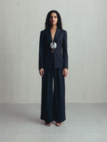 GRAY CONTOURS PINSTRIPE HOURGLASS BLAZER