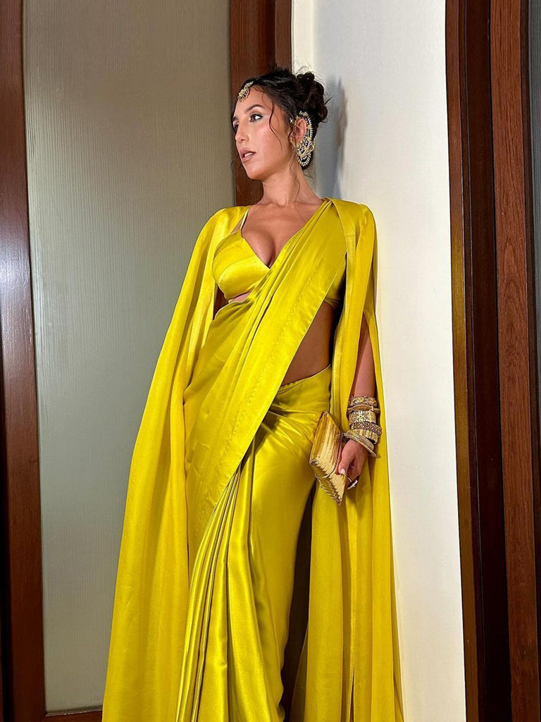 Handwoven Citrine Yellow Silk Sarees