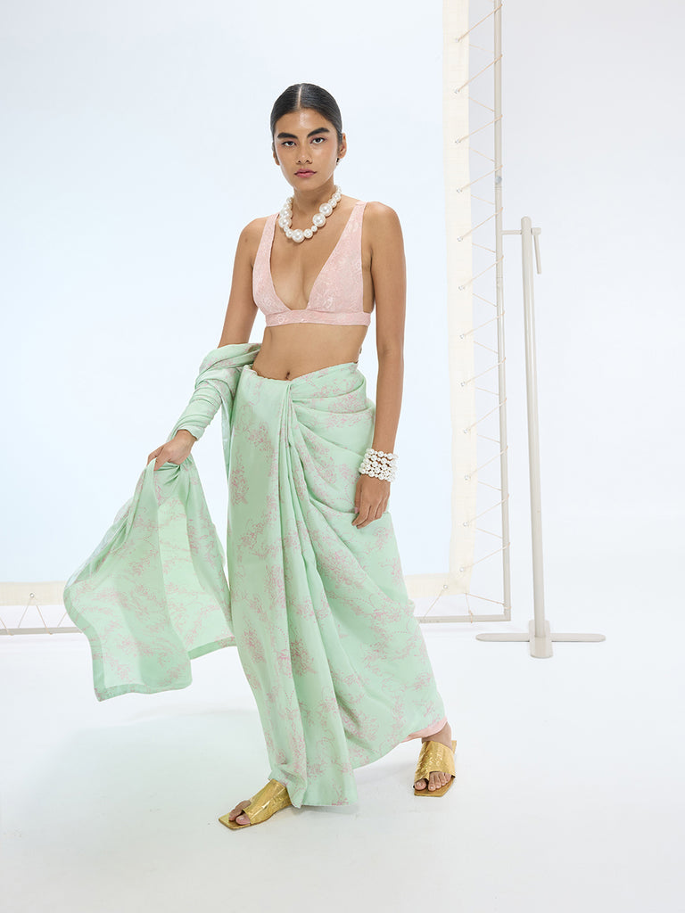 The Ruby Saree In Pistachio