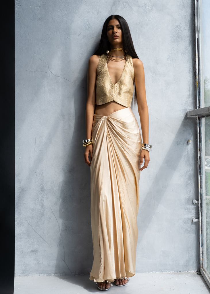 CHARDONAY WAISTCOAT & DRAPE SKIRT