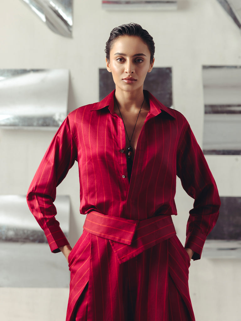 JESTER RED PINSTRIPE SHIRT