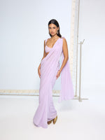 Lilac Movable Brooch Saree